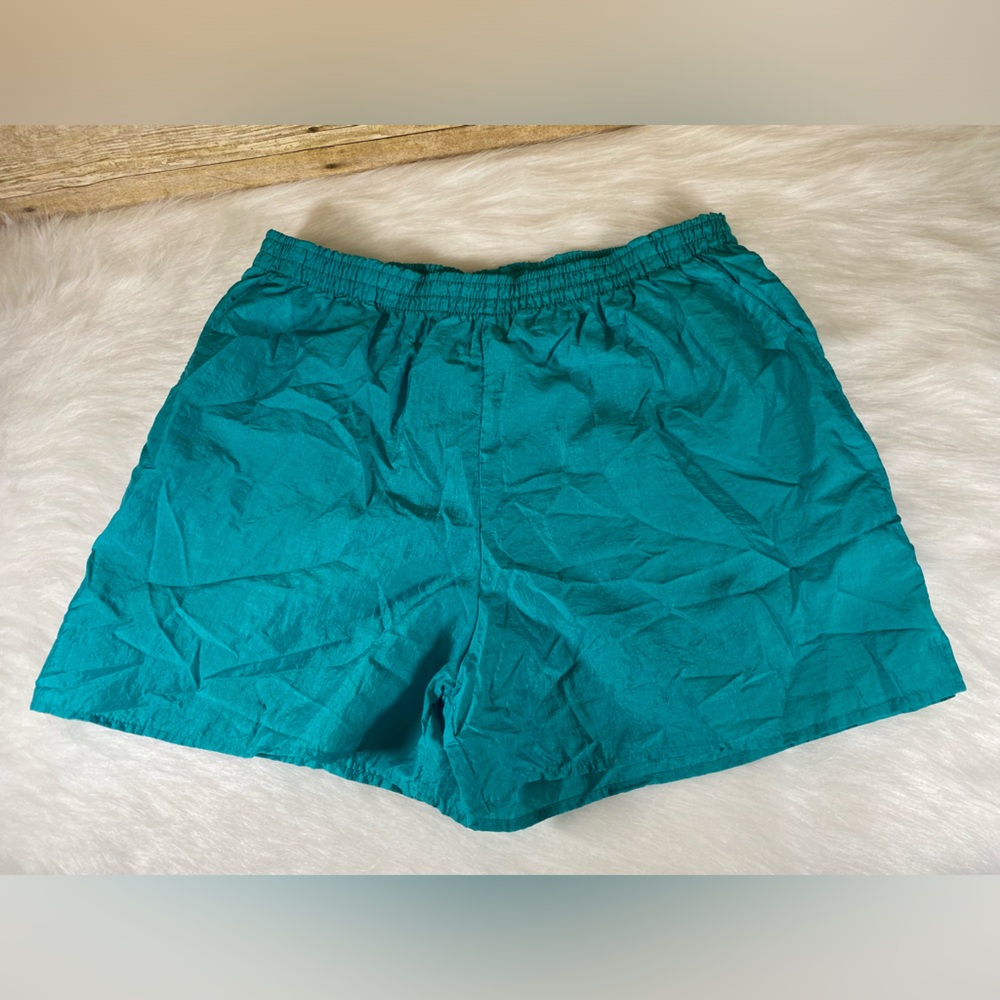 Vintage 80s The Body Co Teal Nylon Activewear Shorts Women's Size M
